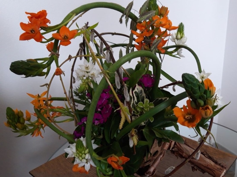 Impressie van een bloemstuk uit de workshop